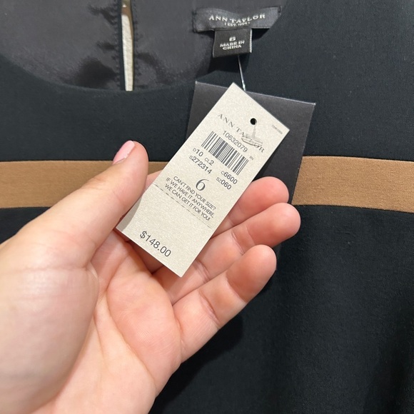 Ann Taylor NWT Black Brown Geometric Print Sheath Dress | Size 6 - Picture 4 of 7